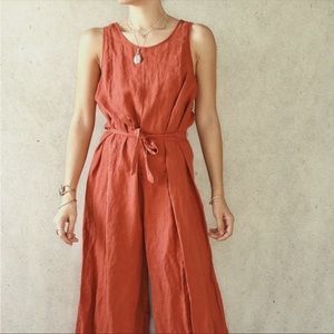 Rachel Zoe Rust Red Wide- Leg Sleeveless Jumpsuit Size Medium